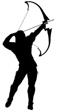 Archer Silhouette in Dynamic Pose Stock Illustration