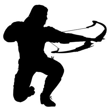 Archer Silhouette in Dynamic Pose Stock Illustration