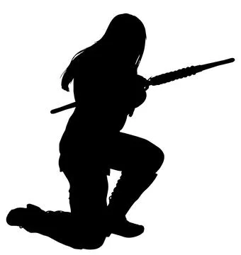 Archer Silhouette in Dynamic Pose Stock Illustration