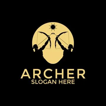 Archer sun logo vector, creative archer with sun logo design template Stock Illustration