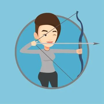 Archer training with the bow vector illustration Stock Illustration