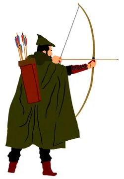 Archer vector isolated on white background. Robin Hood Stock Illustration
