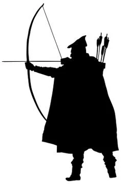 Archer vector silhouette isolated on white background. Robin Hood Stock Illustration