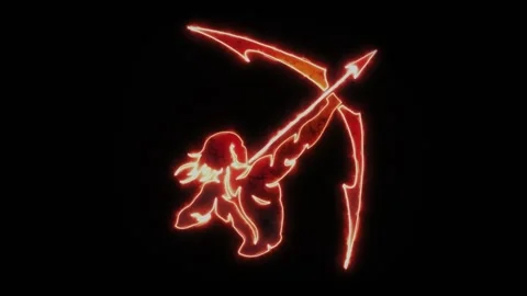 Archer Warrior Animated Neon Logo with Reveal Effect - Overlay Graphic Element Stock Footage 282107306