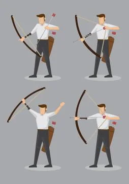 Archers with Bow and Arrows Vector Character Illustration 스톡 일러스트
