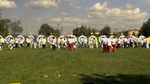 Archers Heading for Targets Video stock 83161468