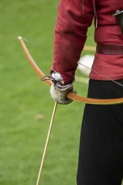 Archery. Archer exercise with the bow, close up photo. Sport, recreation conc Foto stock