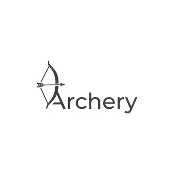 Archery, archer, initial Letter A with bow. Vector outline icon logo template Stock Illustration