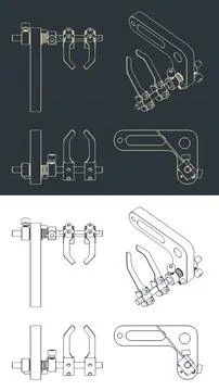 Archery arrow rests compound bow shelf blueprints Stock Illustration