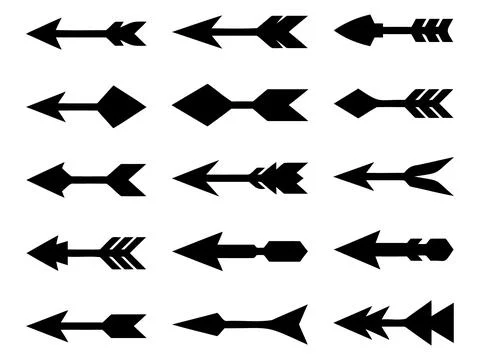 Archery arrow silhouette element vector illustration bundle Stock Illustration