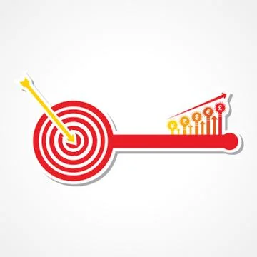 Archery board make key with currency symbol graph Stock Illustration