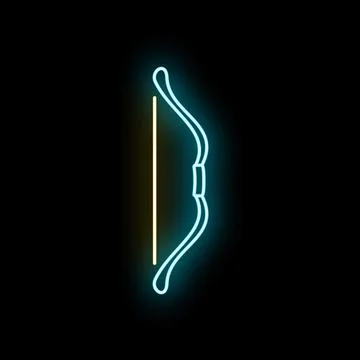 Archery bow and arrow glowing neon icon Stock Illustration