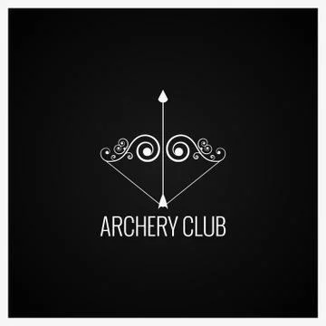 Archery bow and arrow logo design background Illustration