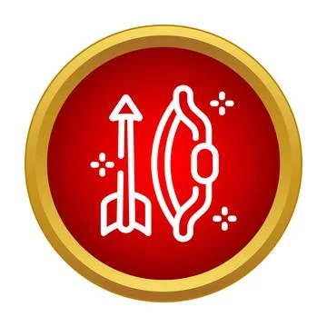 Archery bow and arrow symbol in a red circle Stock Illustration
