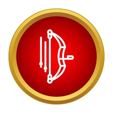 Archery bow and arrows icon in red circle Stock Illustration