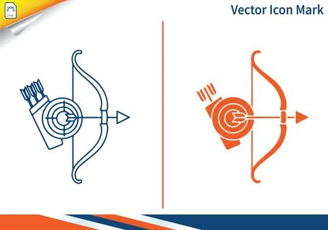 Archery bow and target arrow set for sports competition. Illustrazione stock