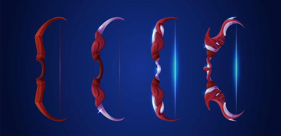 Archery bow of various complexity and decor Stock Illustration