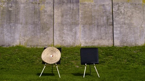 Archery game - targets on a field Video stock 94637453