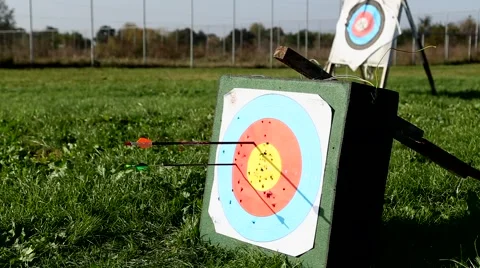 Archery in a ground target Stock Footage 42637187