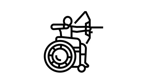 Archery handicapped athlete line icon animation Stock Footage 224404336