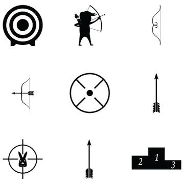 Archery icon set Illustrazione stock