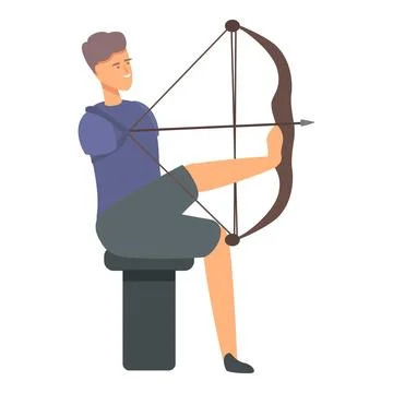 Archery man icon cartoon vector. Disabled sport 스톡 일러스트