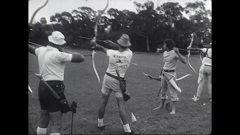 Archery Practice in Australia, 1970 Vídeos de archivo 338387702