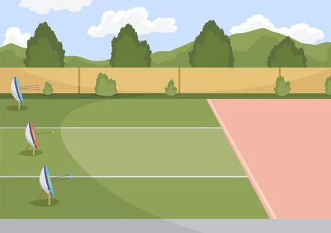 Archery practice or training. Successfully hitting the targets. Vector artwork Stock Illustration