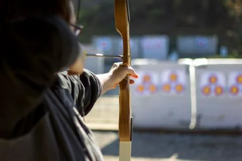 Archery Range with Bow and Arrows Stock Photos