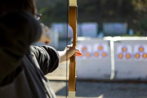 Archery Range with Bow and Arrows Stock Photos