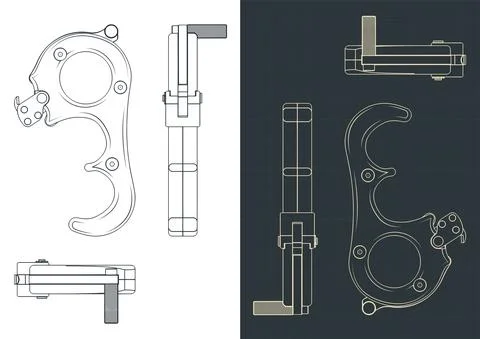 Archery release blueprints Stock Illustration