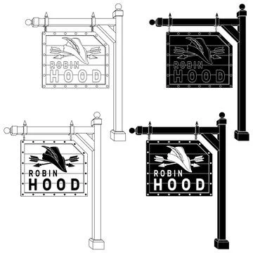 Archery sign lines in black and white Stock Illustration