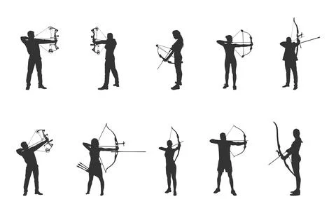 Archery silhouettes Stock Illustration