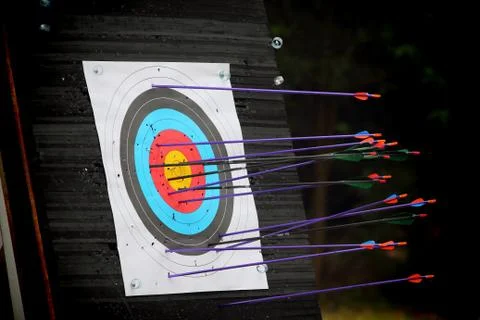 Archery target with arrow Stock Photos