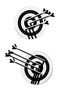 Archery target with arrows Illustrazione stock