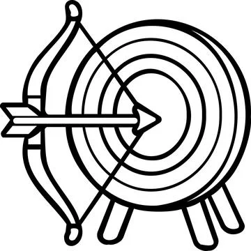 Archery target with bow and arrow icon Stock Illustration