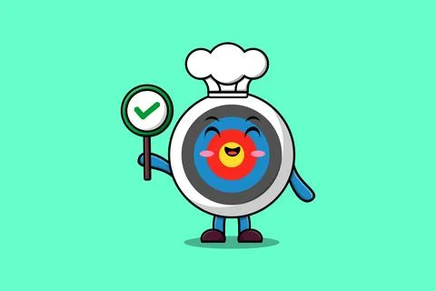 Archery target chef holding correct sign board Stock Illustration