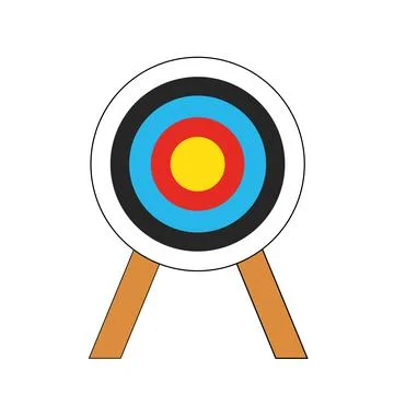Archery target with stand. Aim, objective and goal. Vector illustration isola Ilustração Stock