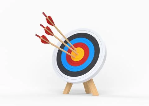 Archery target with three arrows isolated on white background Stock Illustration