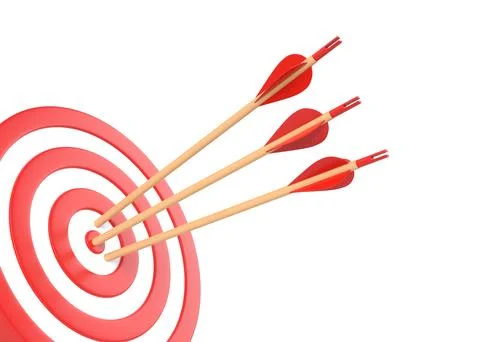 Archery target with three arrows isolated on white background Stock Illustration