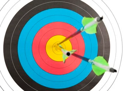 Archery target with three arrows Stock Photos