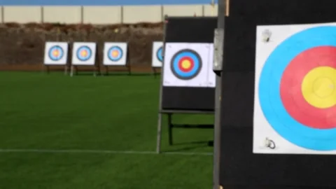 Archery targets ready to be shot with arrows Stock Footage 171996564