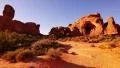Arches 29 Zoom In Windows Section Sunset Double Arch Utah USA HD Footage