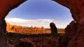 Arches 36 Zoom Out Windows Section Sunset Double Arch Utah USA HD Footage