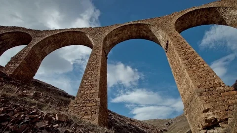 Arches ancient Bridge With cloud sky On Foreground. Azerbaijan landmark 스톡 동영상 84818516