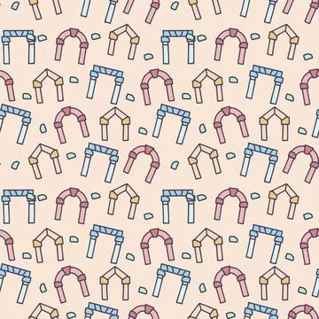 Arches color vector doodle simple seamless pattern 스톡 일러스트