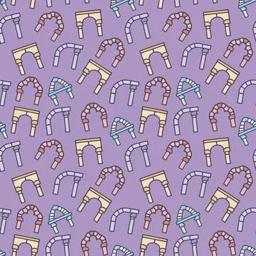 Arches color vector doodle simple seamless pattern 스톡 일러스트