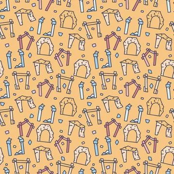Arches color vector doodle simple seamless pattern Stock Illustration