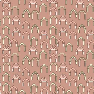 Arches color vector doodle simple seamless pattern Stock Illustration