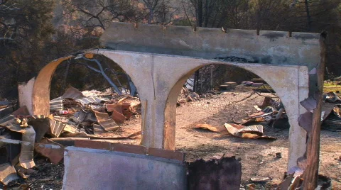 Arches left from fire descruction Stock Footage 419661